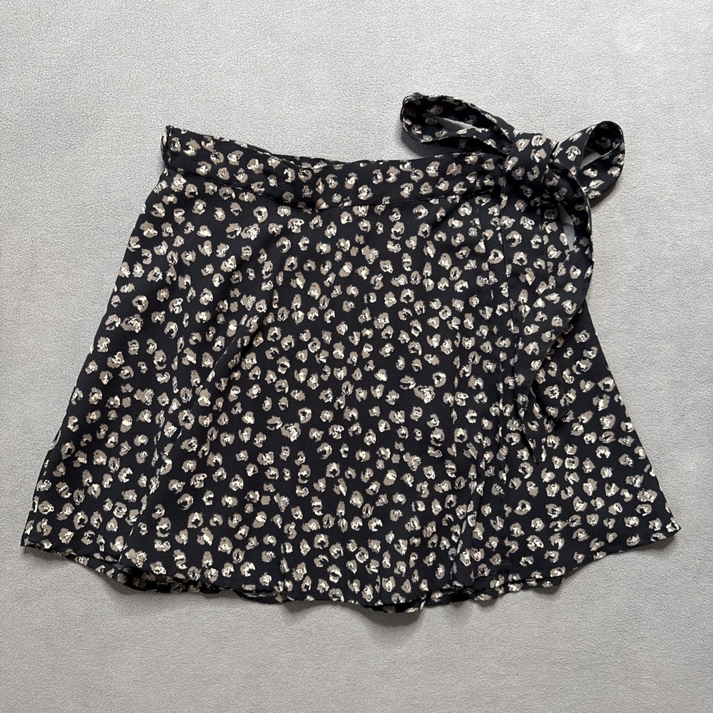 Abercrombie Fitch Skirt Womens‎ Medium Black Print Y2K Mini Wrap 2000s Preppy